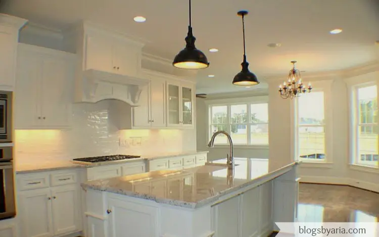 white kitchen granite countertops