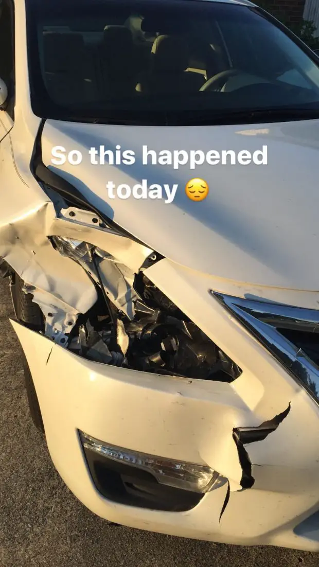 my poor car smashed by a rogue deer