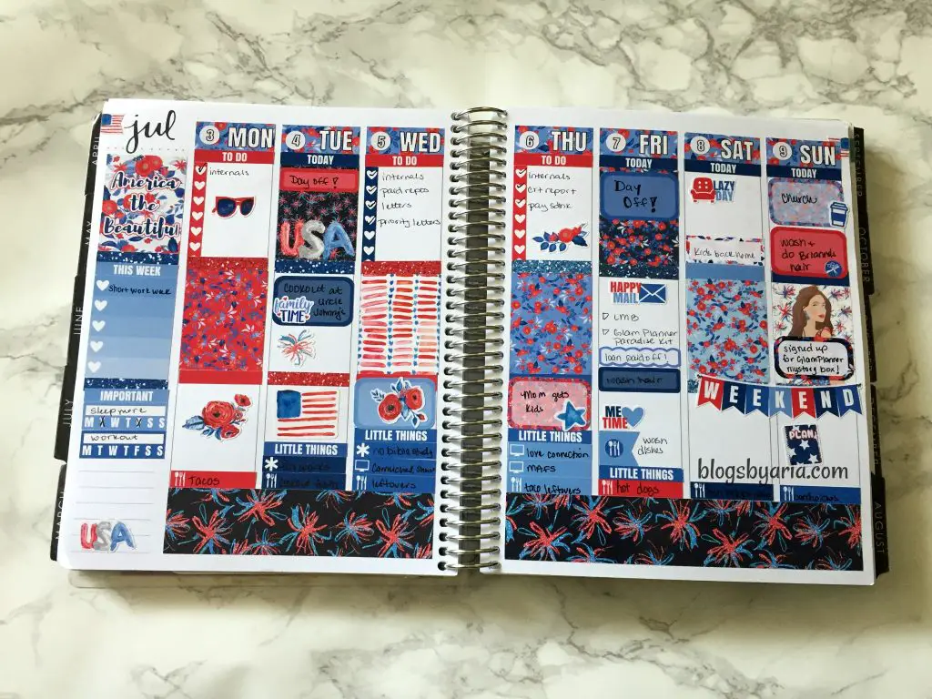 4th of July planner spread