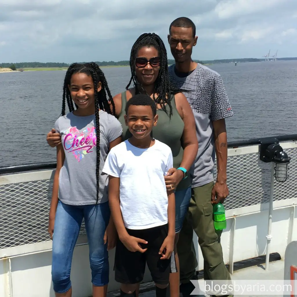 family on a ferry