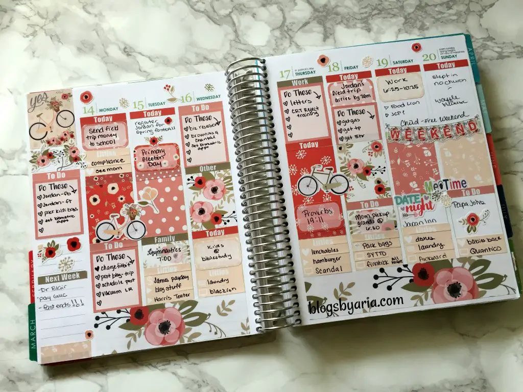 Glam Planner spread