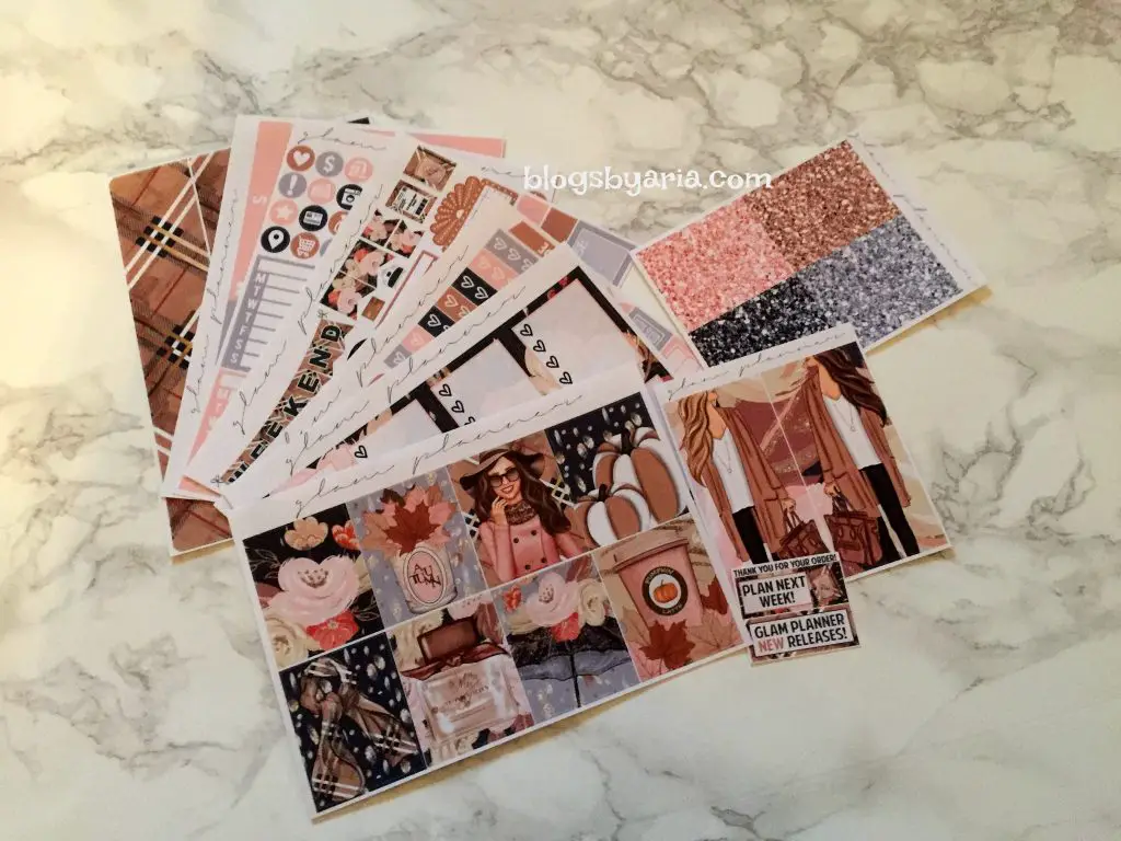 Glam Planner Blushing Fall weekly planner kit