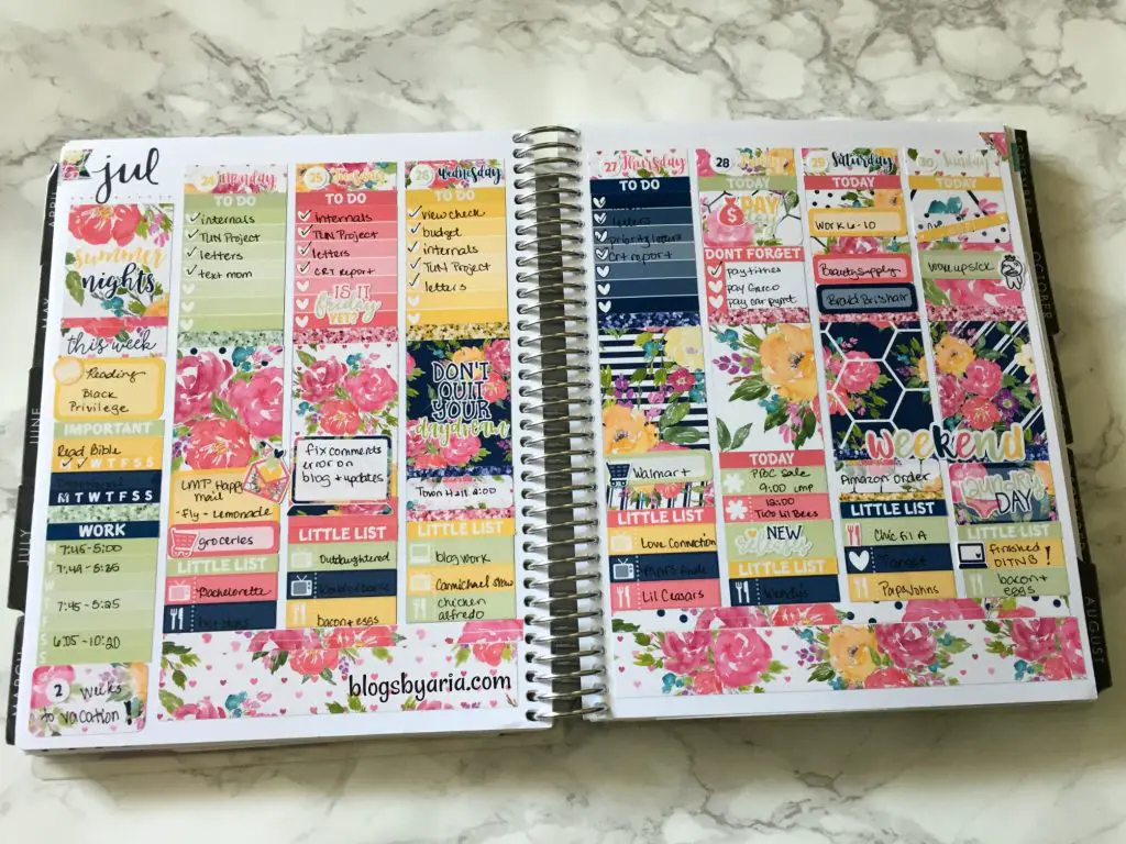 Summer Nights Little Miss Paperie planner spread Life Planner Happy Planner weekly spread planner kits