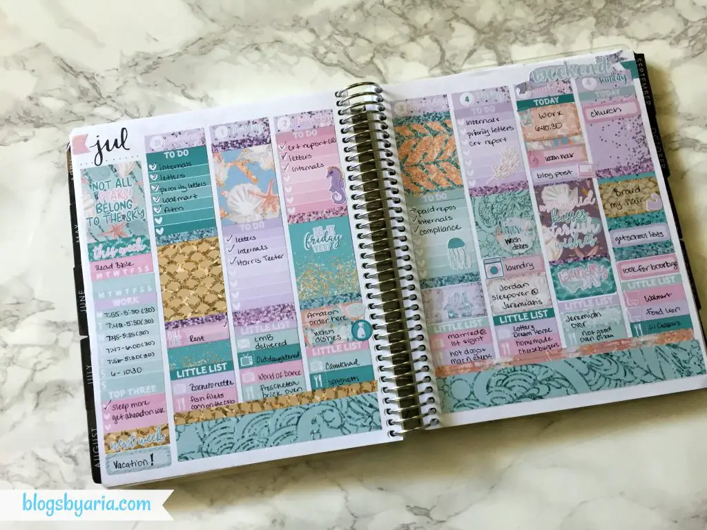 Little Miss Paperie ~ July Little Misstery Box ~ weekly planner spread