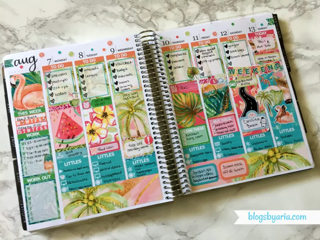 Glam Planner Paradise weekly planner spread