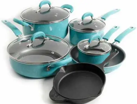 The Pioneer Woman Vintage Speckled 10-piece Non-Stick Pre-Seasoned Cookware Set