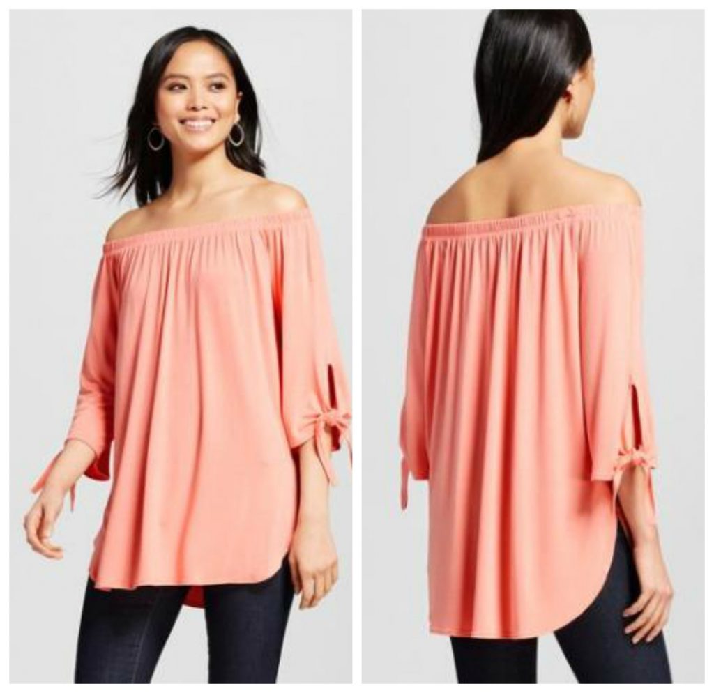 WOMEN’S TIE SLEEVE OFF THE SHOULDER TUNIC- ALISON ANDREWS