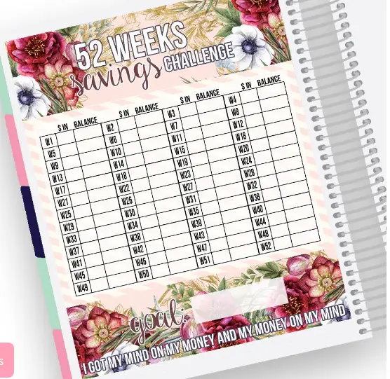 52 weeks savings catcher notes page