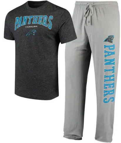 Gift Guide for Him | Men's Carolina Panthers Holiday T-Shirt and Pants Sleep Set