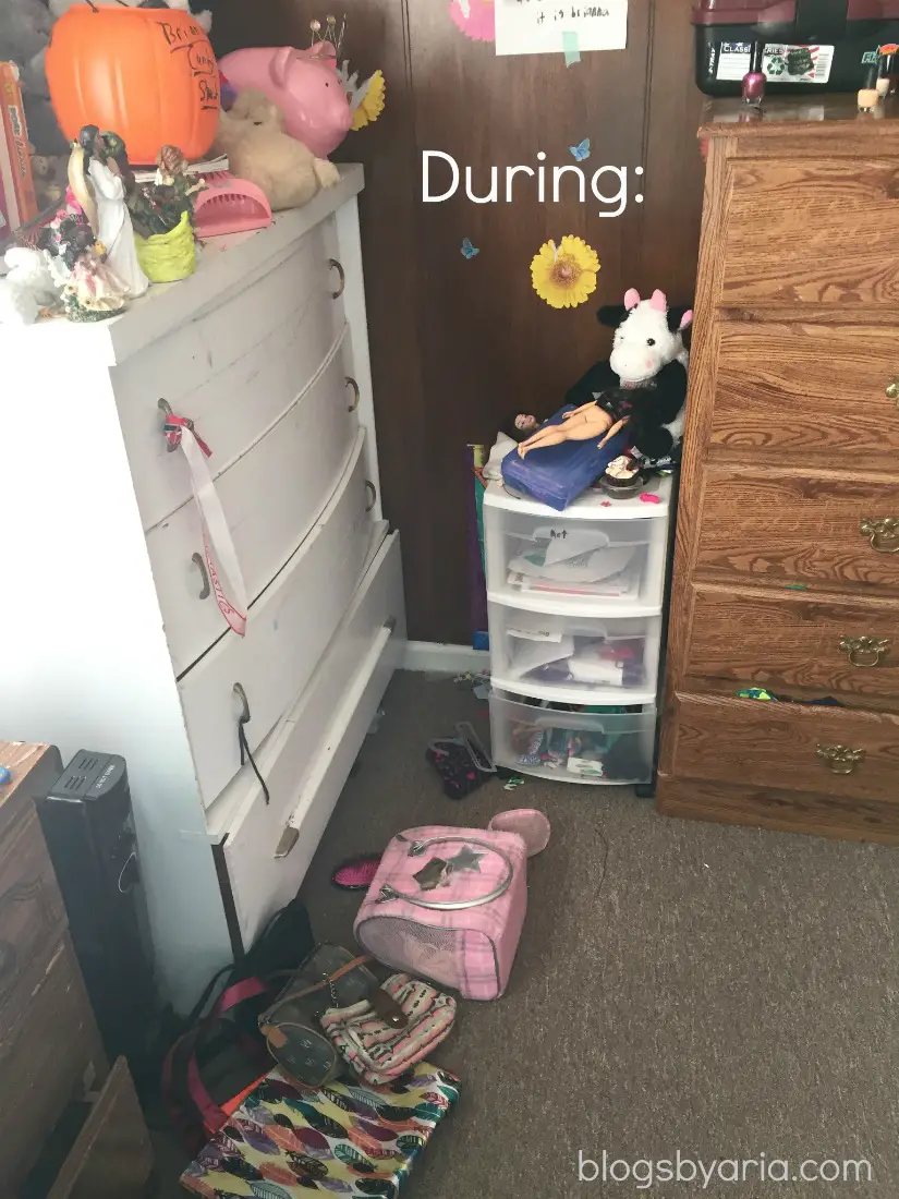 decluttered kids room dresser during