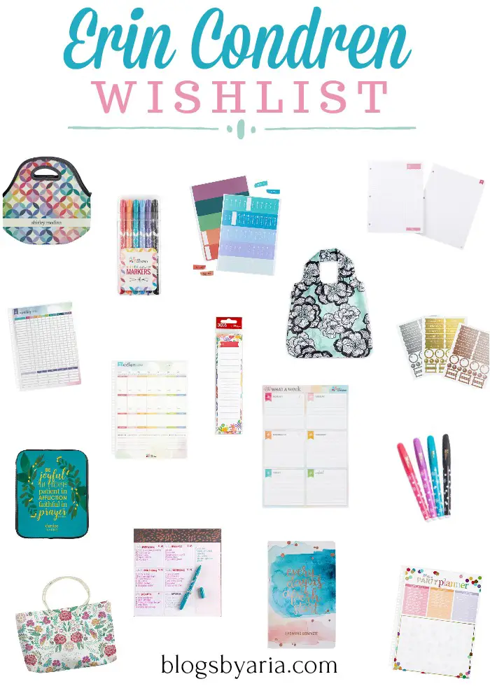Erin Condren Wishlist filled with lots of planner goodies and accessories