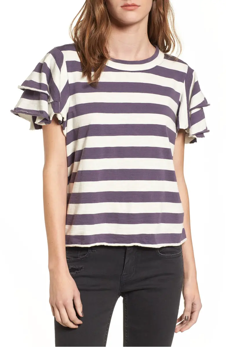 Flutter Sleeve Tee with stripes