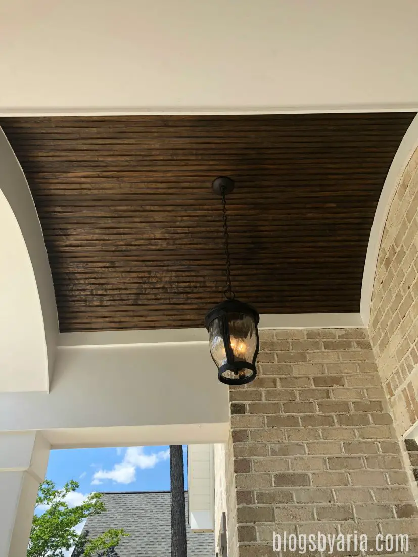 front porch semi-barrel ceiling beaded wood detail