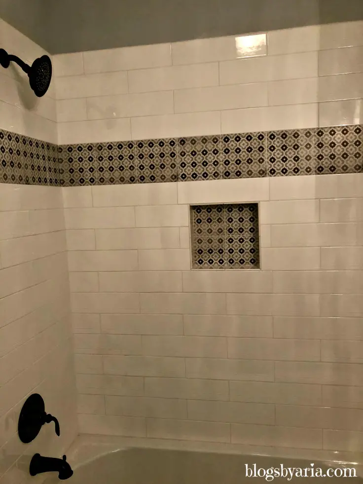 subway tile shower detail and trim