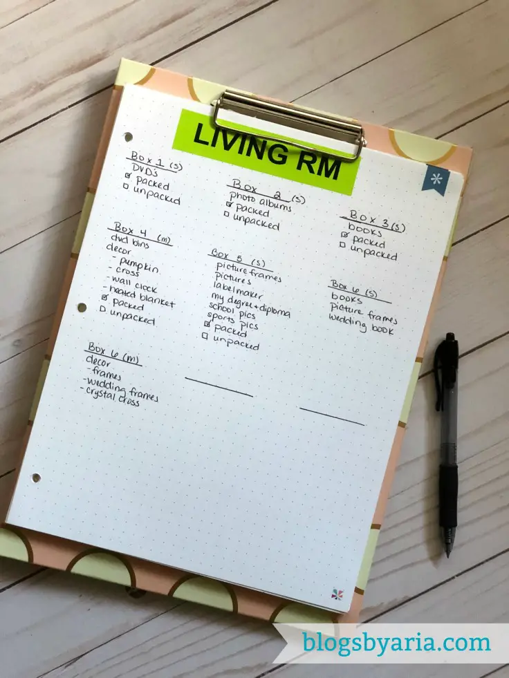 How to stay organized while packing to move by keeping a moving inventory list