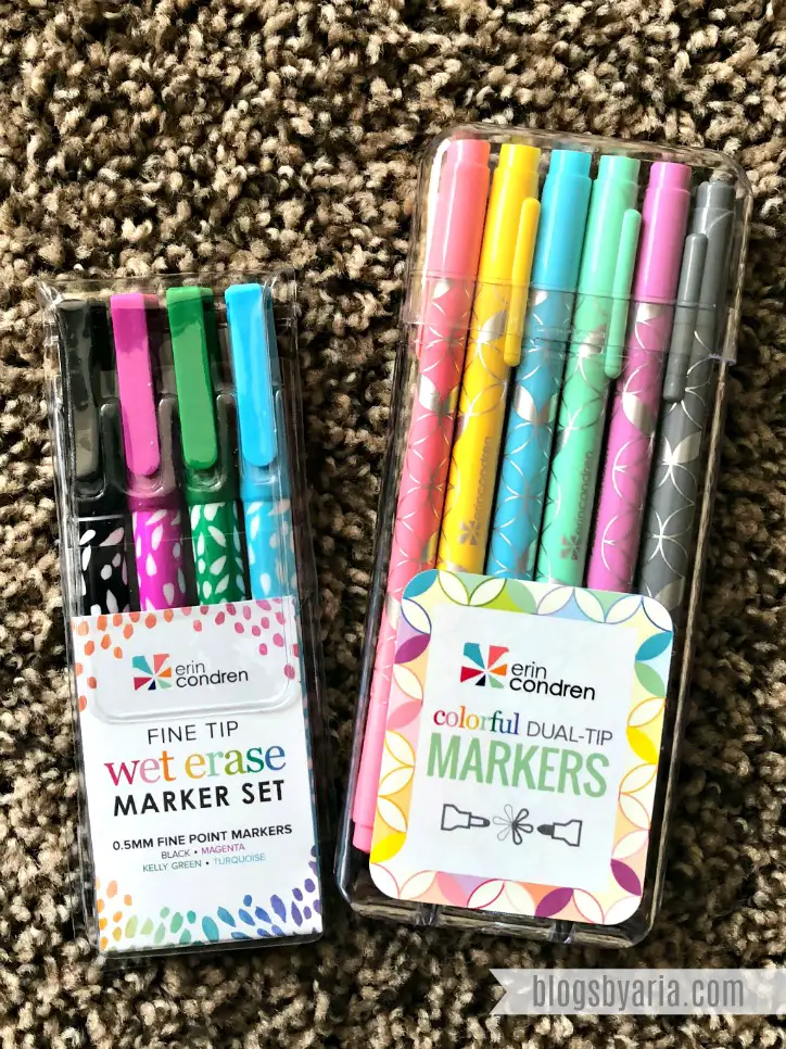 Erin Condren Fine Tip Wet Erase Markers Set and Dual Tip Markers Set