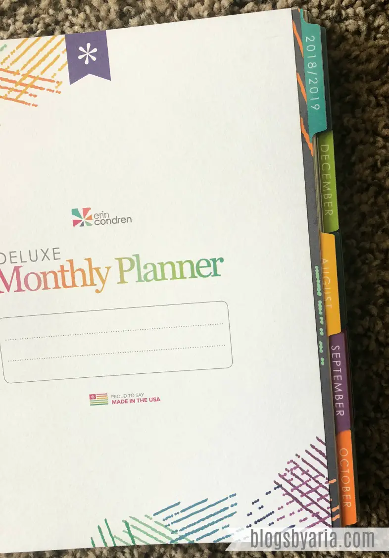 colorful tabs in the Erin Condren Deluxe Monthly Planner