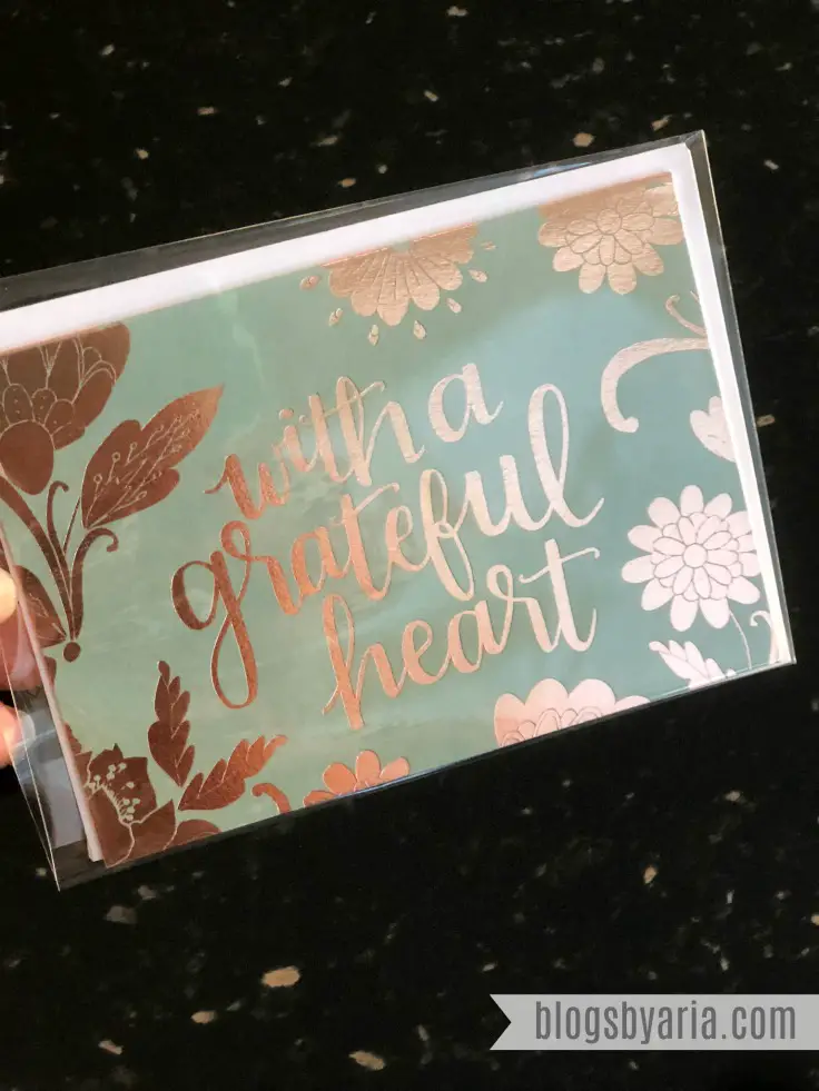 With a Grateful Heart foiled notecard #stationary