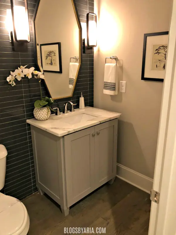 powder room with feature wall design