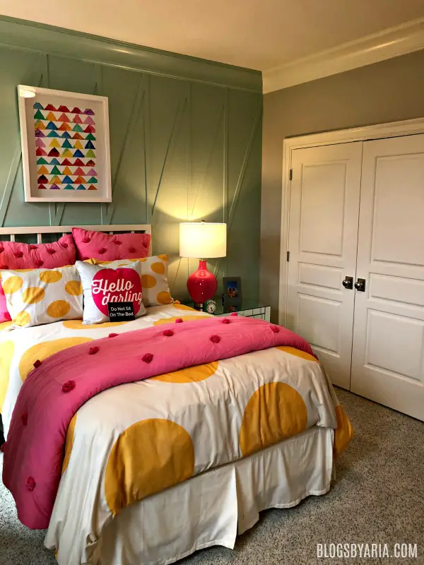 custom trim accent wall girls bedroom