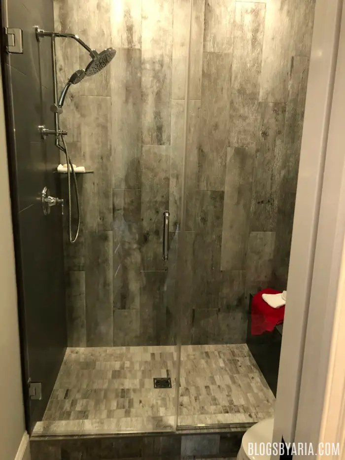 dark gray tile shower