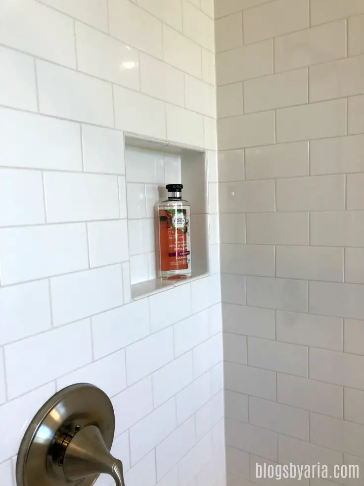 subway tile shower niche