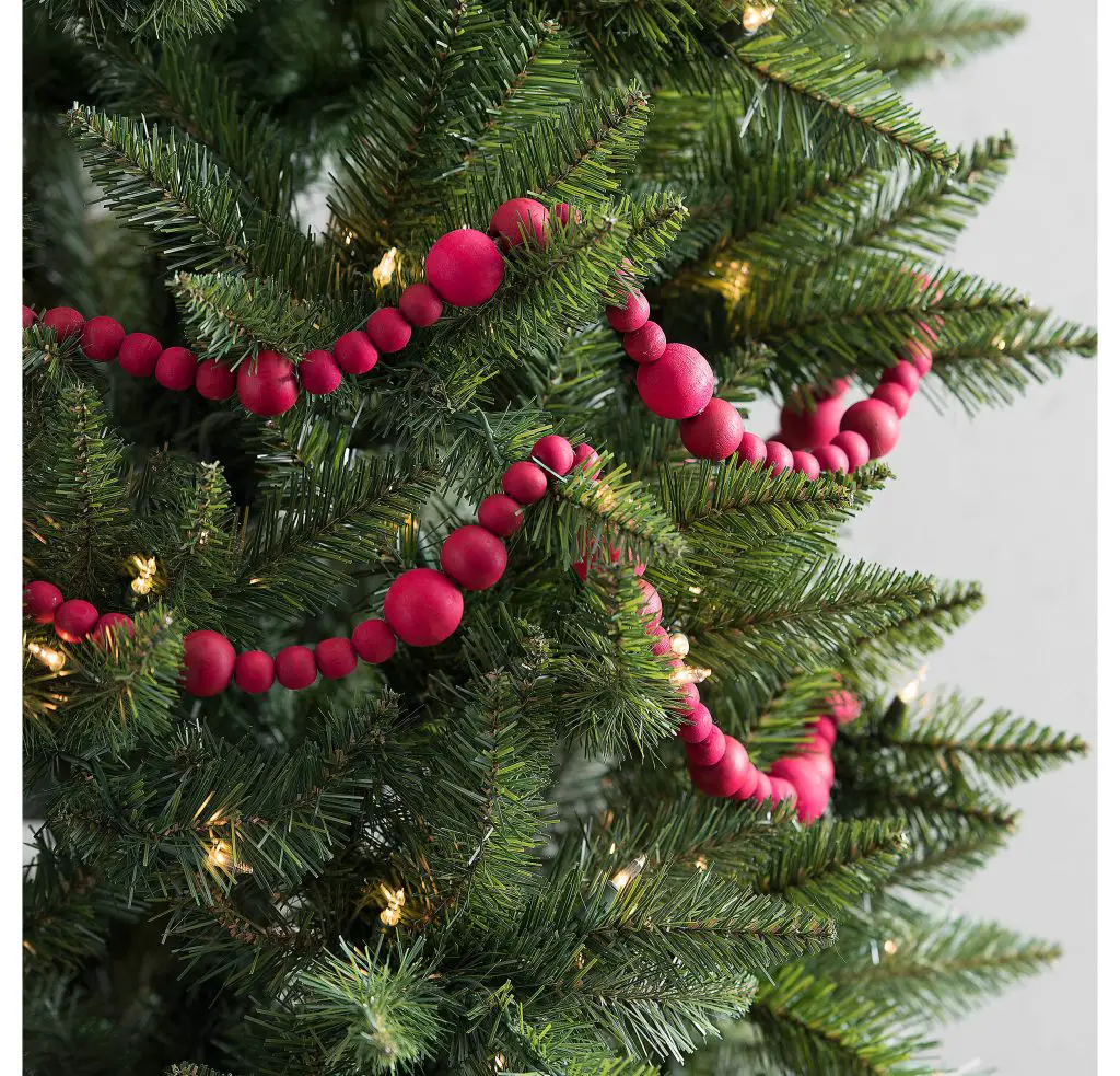 Red Wood Bead Garland perfect for trimming the tree on a budget