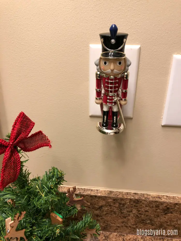 I love my nutcracker soldier in our powder room