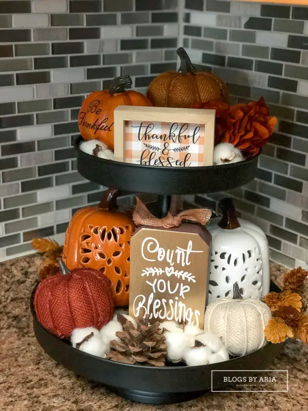 harvest tiered tray decor