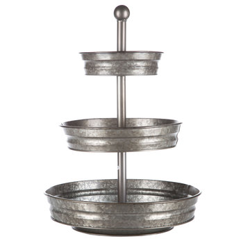 galvanized metal three tiered tray stand