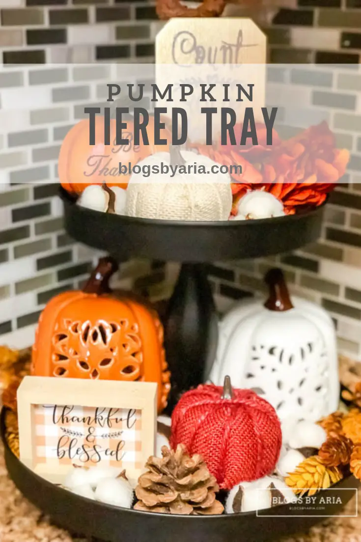 farmhouse fall pumpkin tiered tray