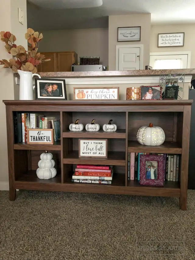 fall home decorated shelves