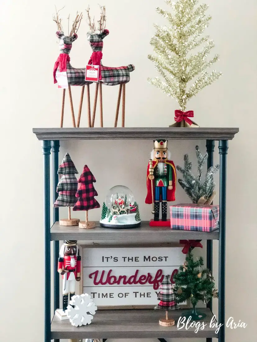 Christmas styled shelves progress