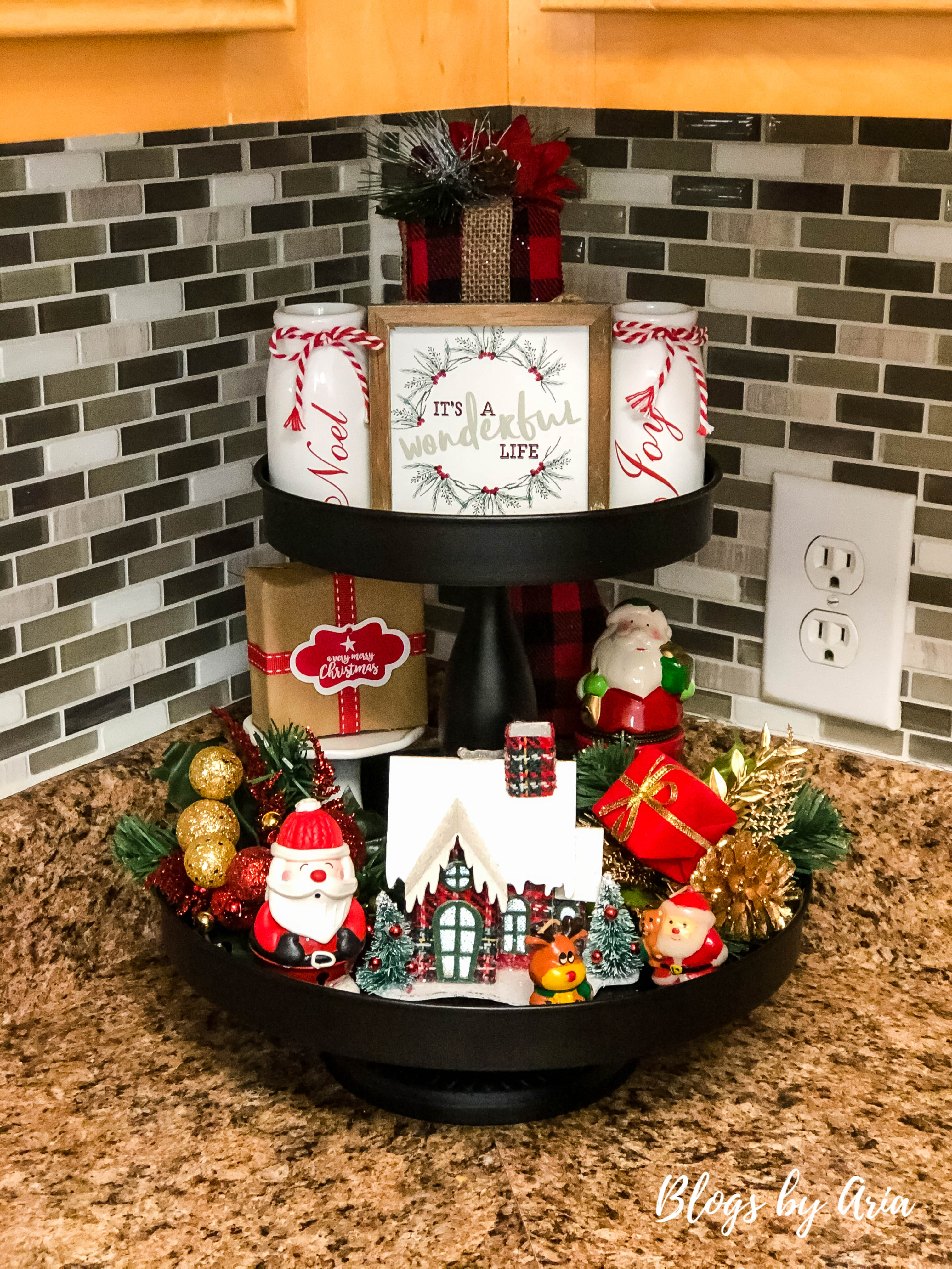 Christmas Tiered Tray Decor