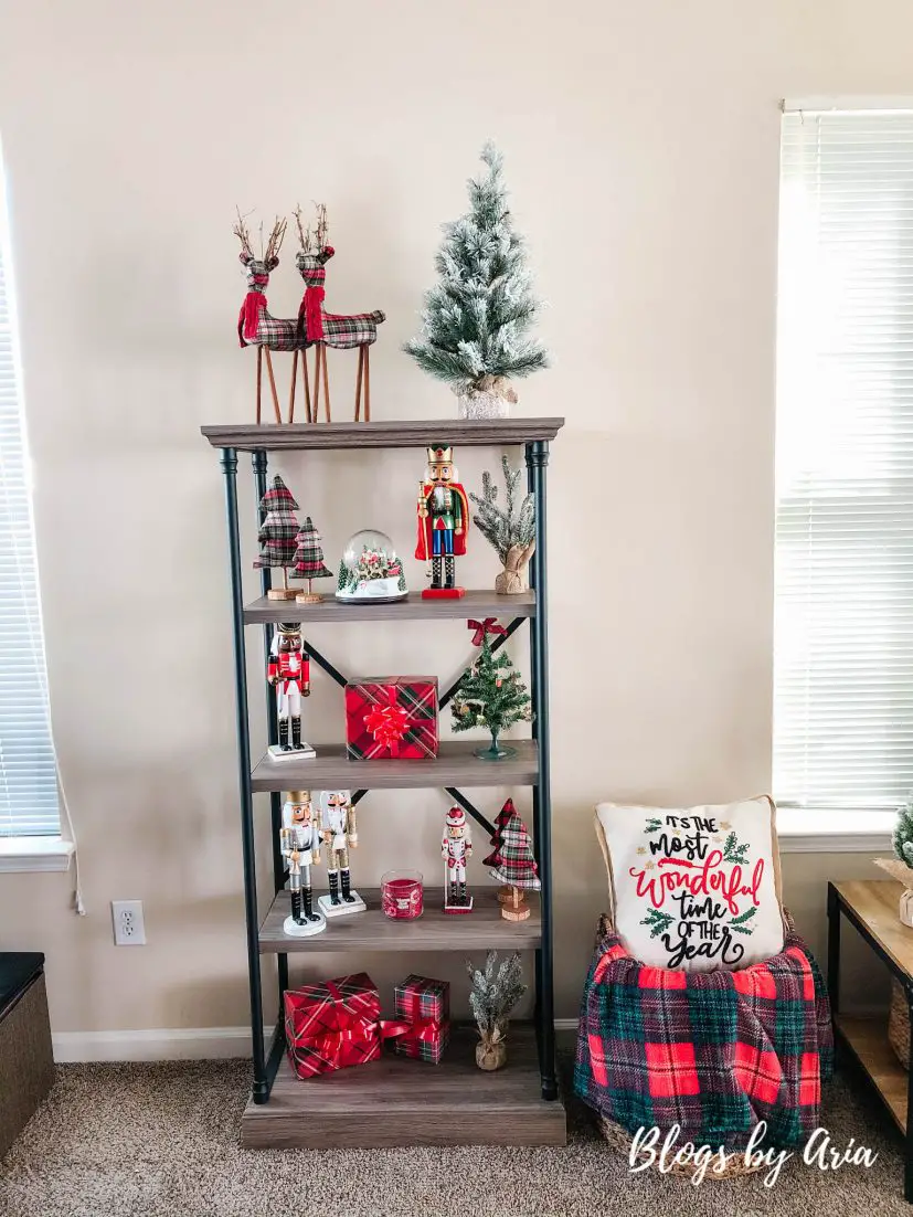 decorated Christmas shelves
