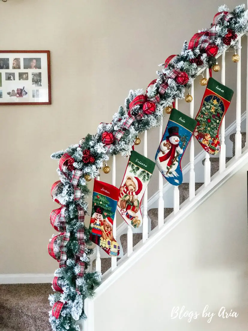 hanging stockings from stairs