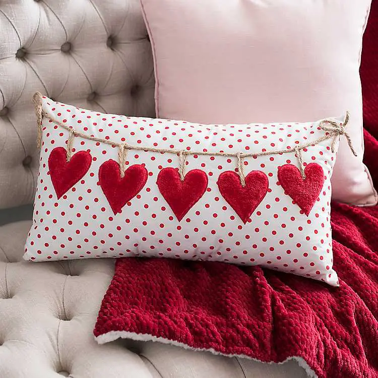 polka dot hearts pillow