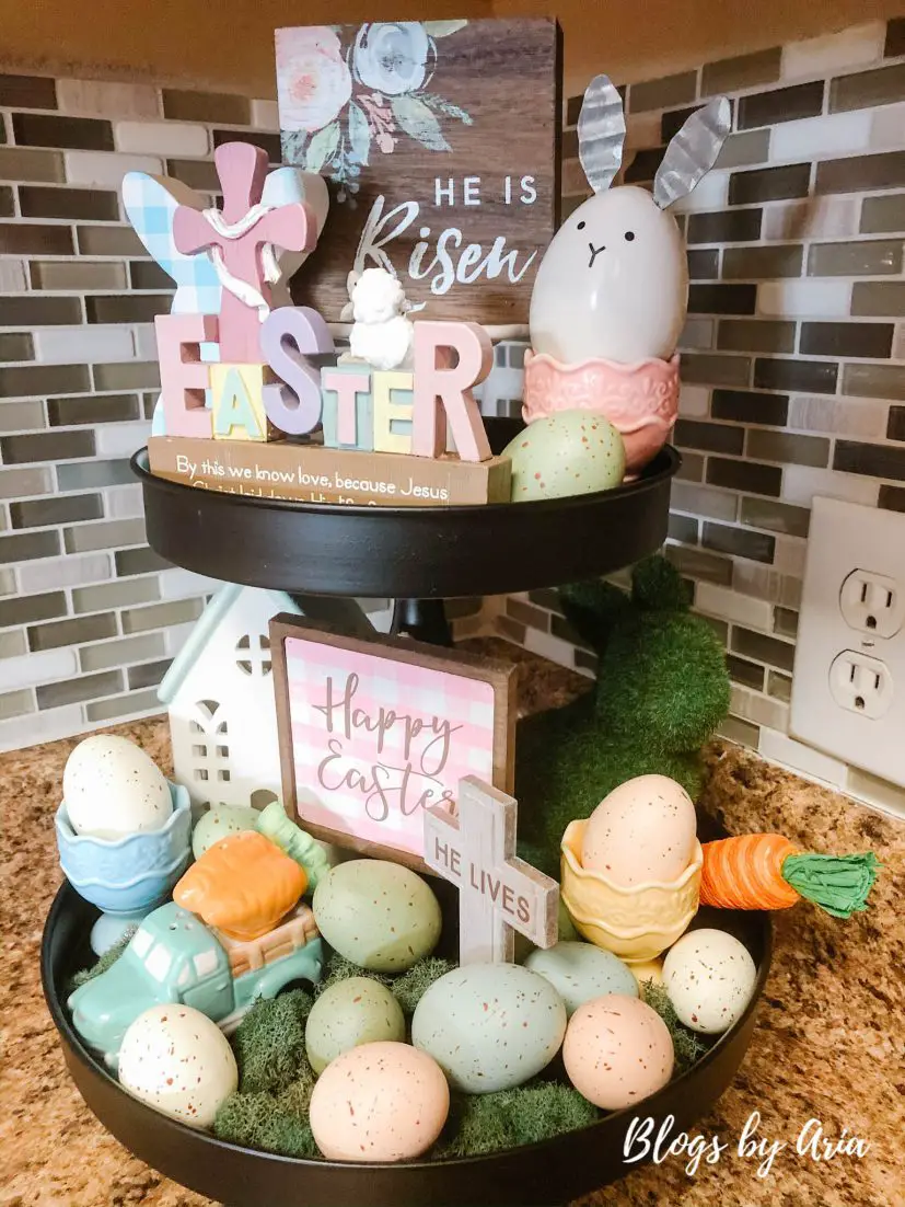 Easter tiered tray decorations