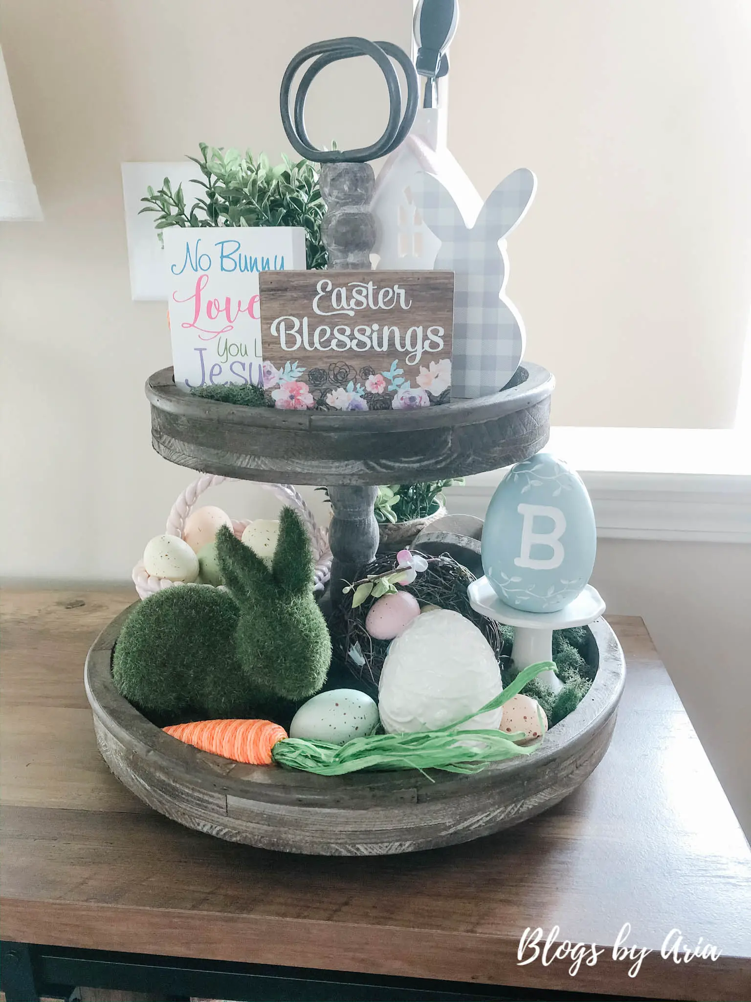 Easter rustic tiered tray