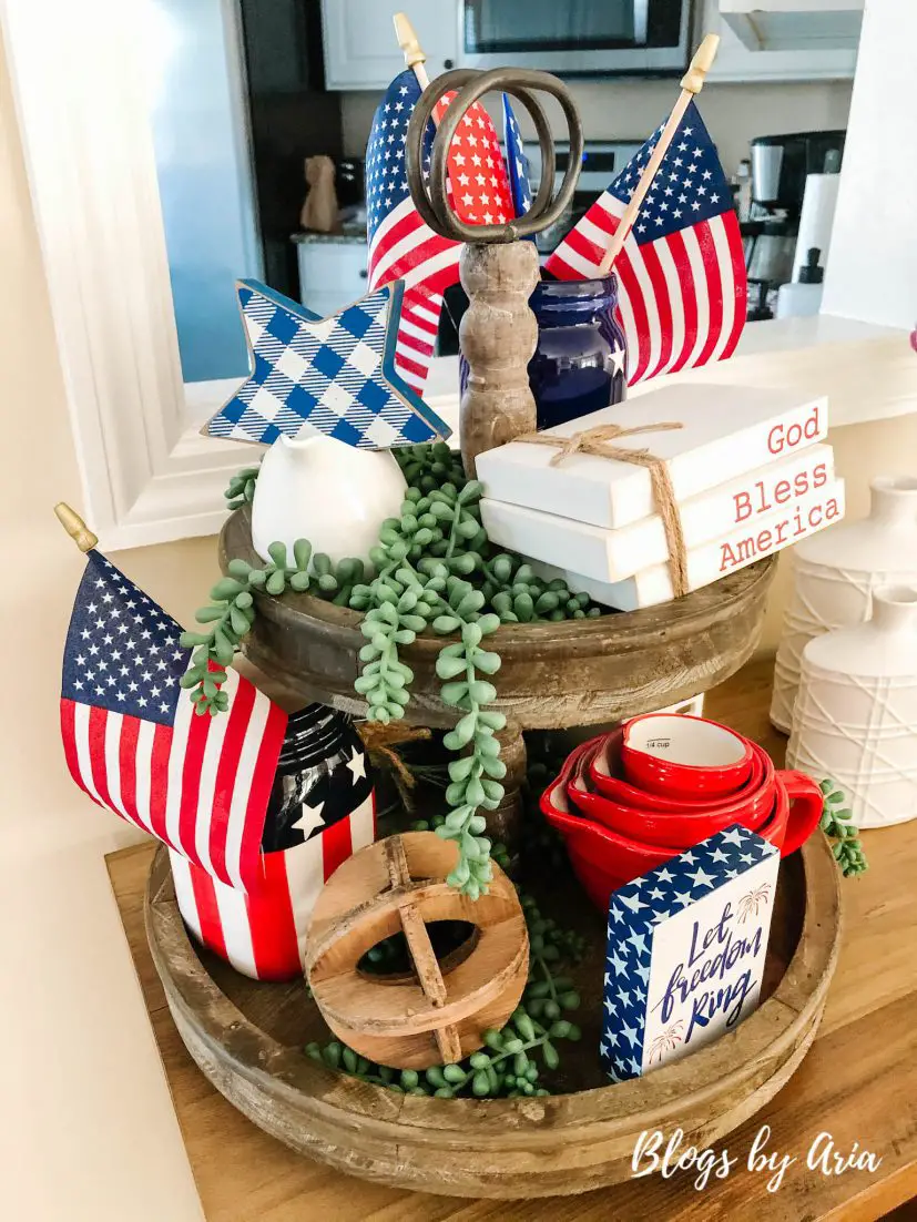 patriotic tiered tray decor