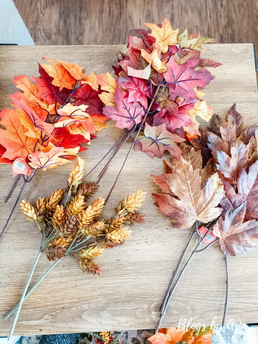 Use different color fall floral picks to add depth and variety to garland