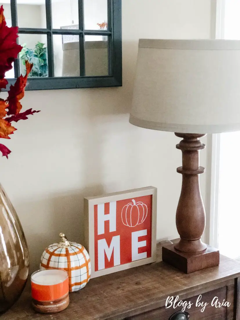 decorate console table for fall
