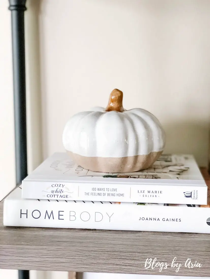 neutral fall styled shelves