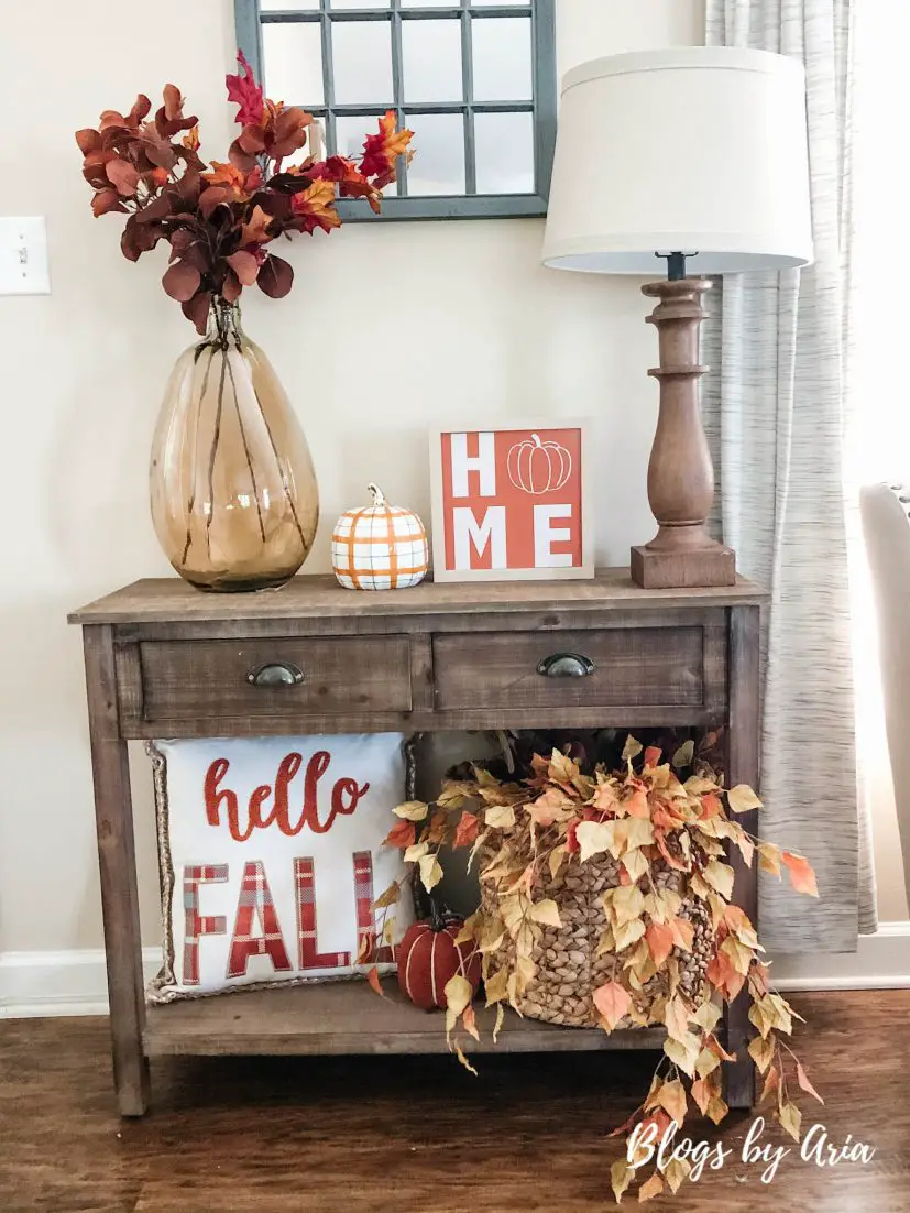 autumn home tour entryway table