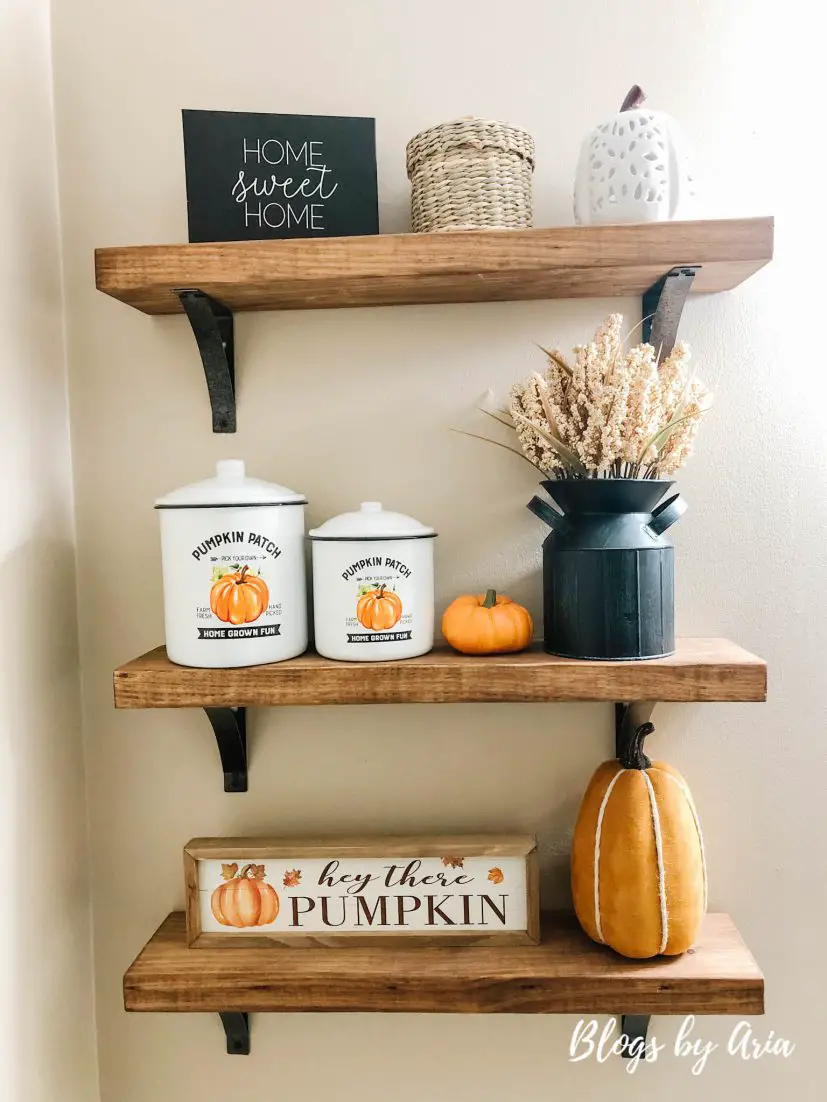 pumpkin styled shelves