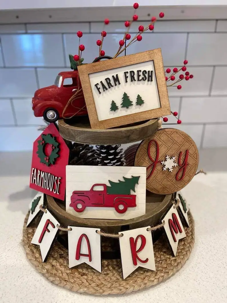 Farmhouse Christmas Tiered Tray