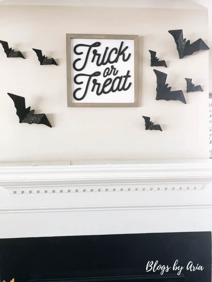 halloween bats on fireplace