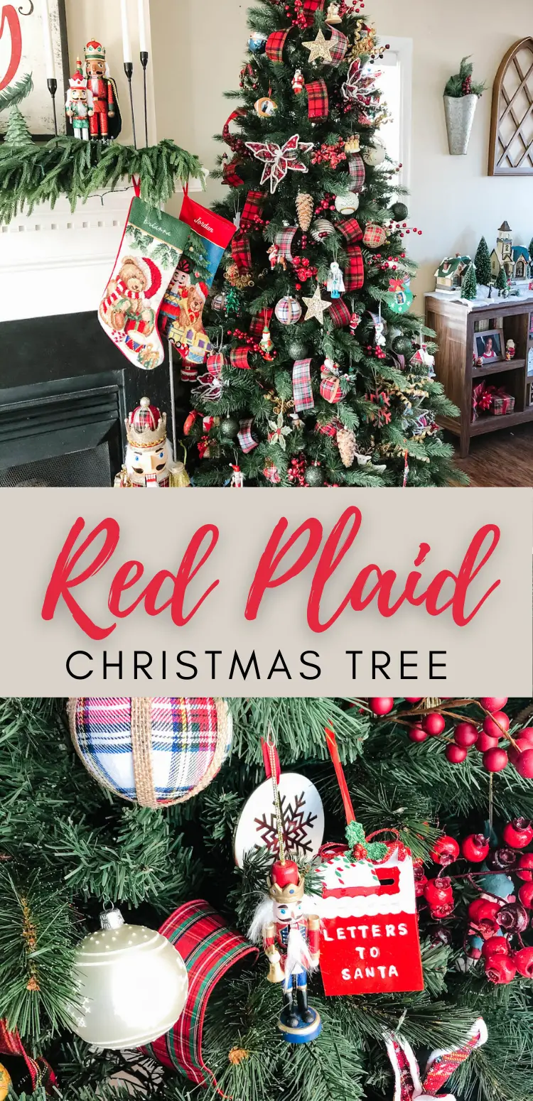 Red Plaid Christmas Tree decorating ideas using classic tartan plaid and berries