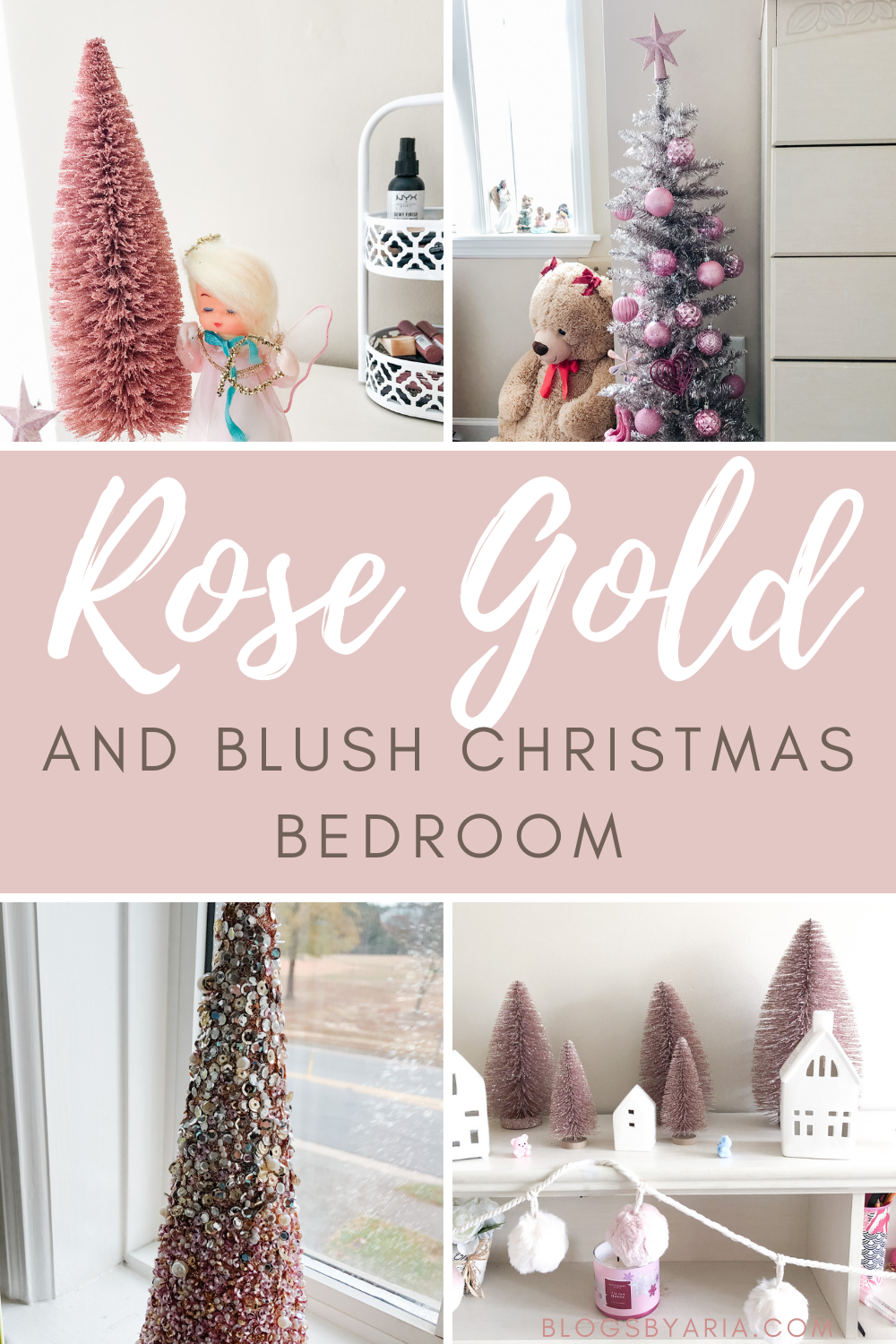 Rose Gold and Blush Christmas Bedroom