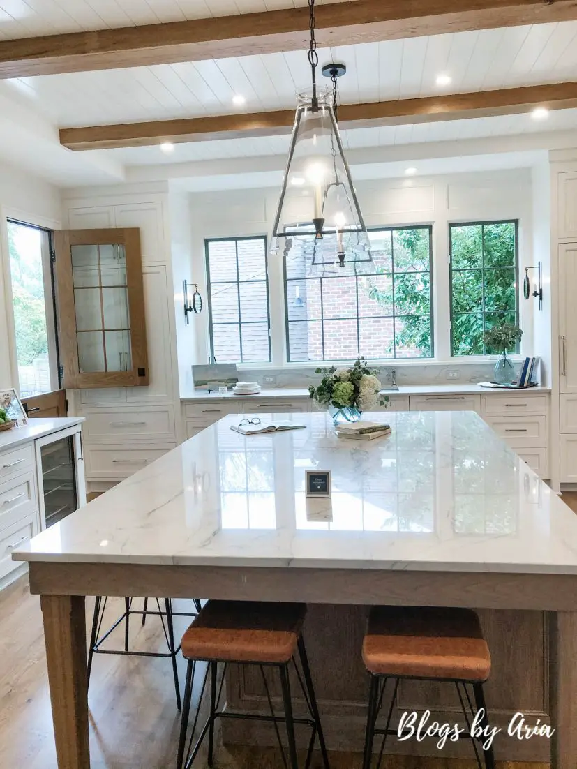 white open airy kitchen with oversized island